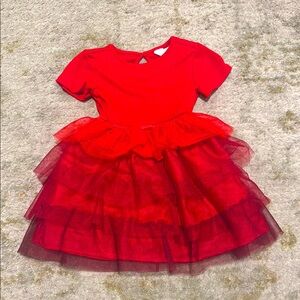 H&M Toddler Girl Short Sleeve Red Layered Tulle Dress 2T